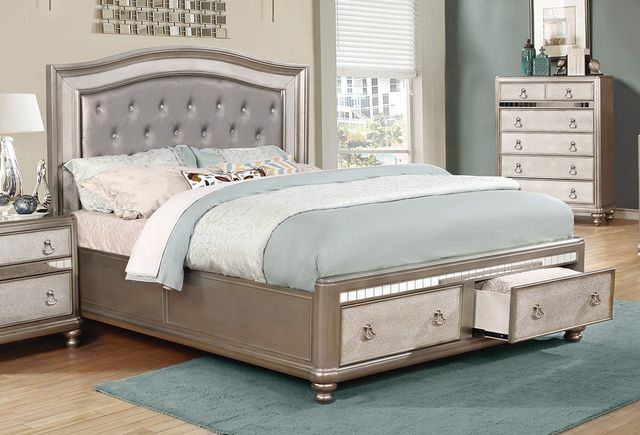 Coaster® Bling Game Metallic Platinum Queen Storage Bed-2