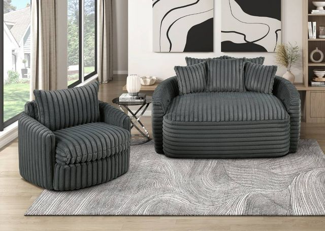 Homelegance® Tomball Dark Gray Swivel Accent Chair-1