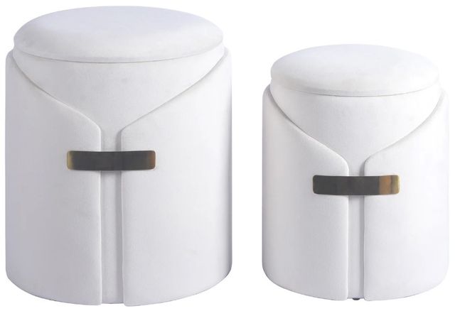 Harp & Finial® Ellora 2-Piece Cream Ottoman Set-0