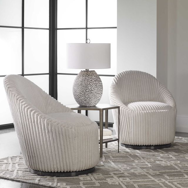 Uttermost® Crue Ivory Swivel Chair-1