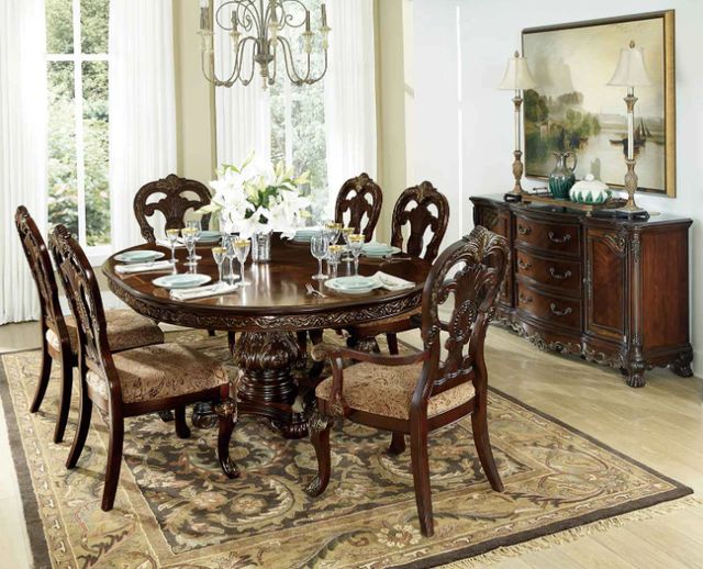 Homelegance® Deryn Park Cherry Brown Round Oval Dining Table-1