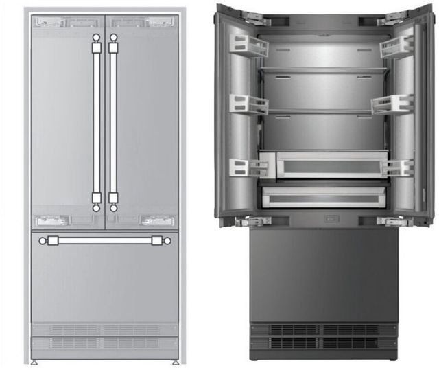 Ilve® 36” 19.5 Cu. Ft. Panel Ready Built In French Door Refrigerator-0