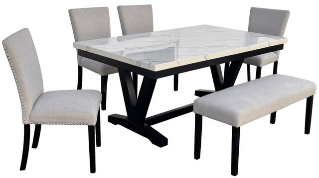 American Wholesale Furniture Shelly 6-Piece Black/Gray Dining Set-0
