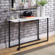 Furniture of America® Izar White Sofa Table with Gun Metal Base -0