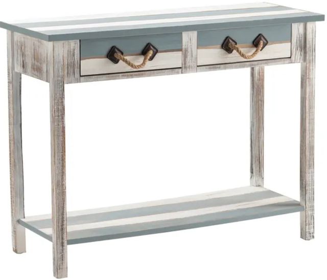 Crestview Collection Nantucket Blue/White Console Table with White Frame-0