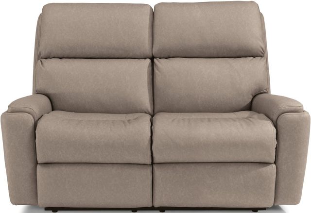 Flexsteel® Rio Gray Flint Power Reclining Loveseat with Power Headrests-0