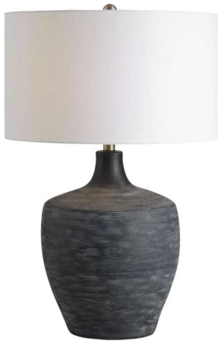 Uttermost® Graphite Distressed Charcoal Ribbed Table Lamp-3