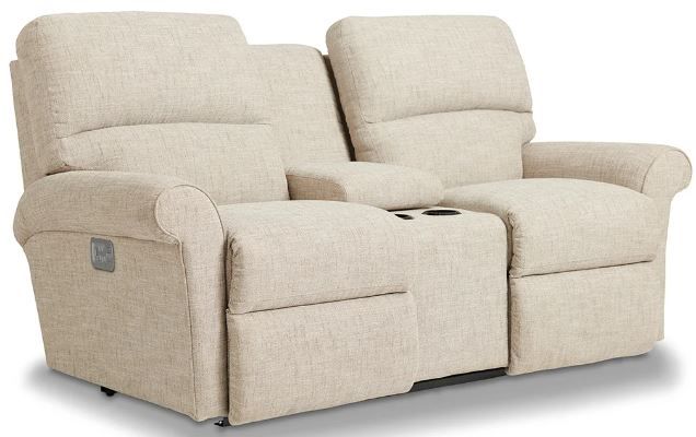 La-Z-Boy® Robin Taupe Power Reclining Loveseat with Console and Headrest-0