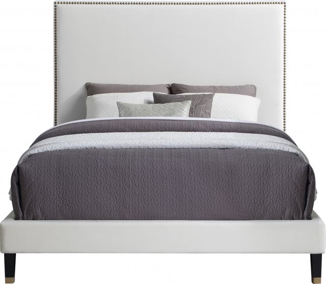 Meridian Furniture Harlie Cream Full Upholstered Panel Bed-1