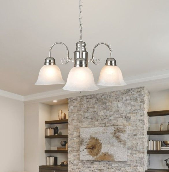 YHD Manzanita Satin Nickel/White 3-Light Chandelier-1