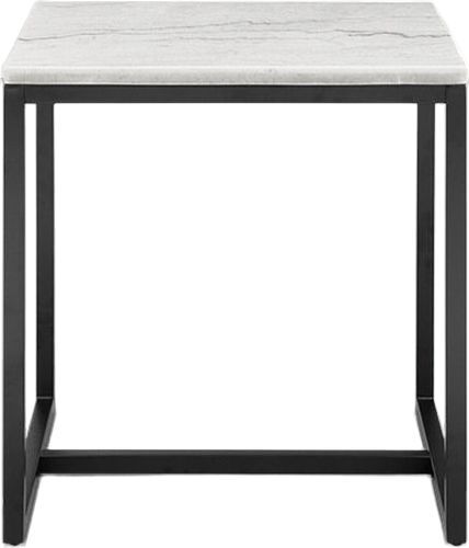 Magnussen Home® Torin White Marble End Table with Matte Black Base-1
