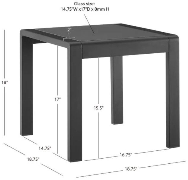 Linon Key Largo Powder Black Outdoor Side Table-2