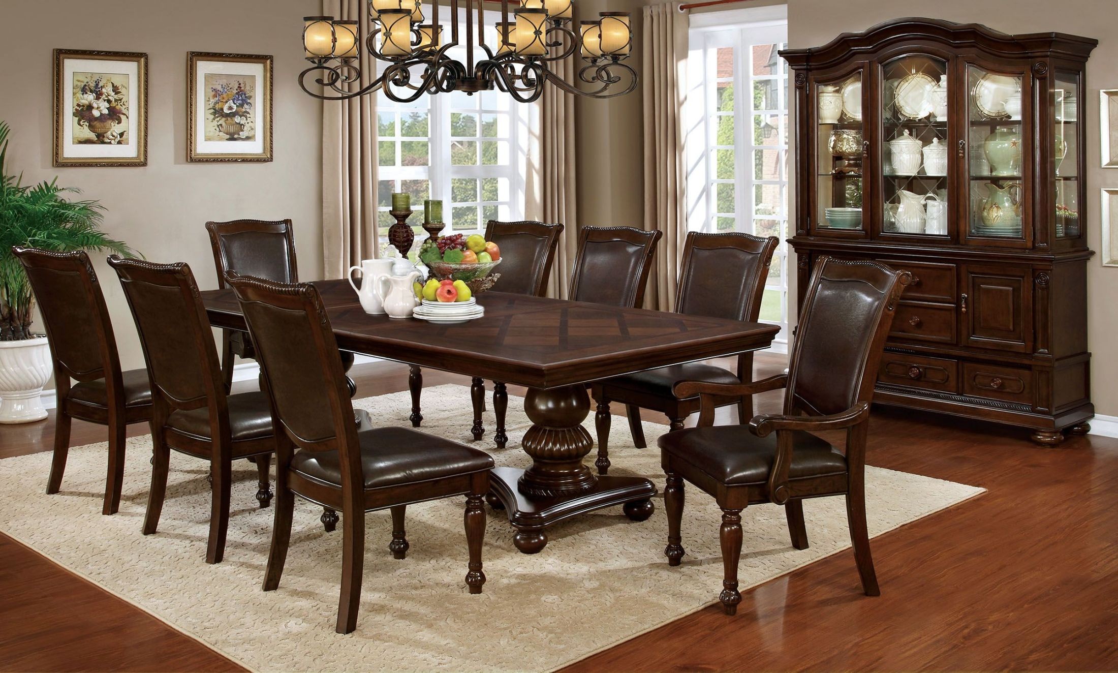 Furniture of America Alpena 9 Piece Dining Set Parks Home Furnishings