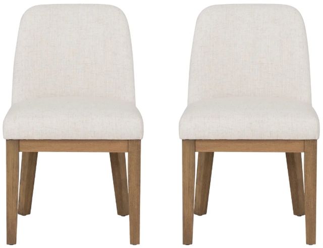 Linon Torres 2-Piece Cream/Natural Brown Upholstered Side Chair Set-3