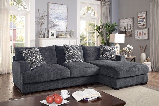 Furniture of America® Kaylee 2-Piece Gray Right-Arm Facing Sectional and Chaise-1