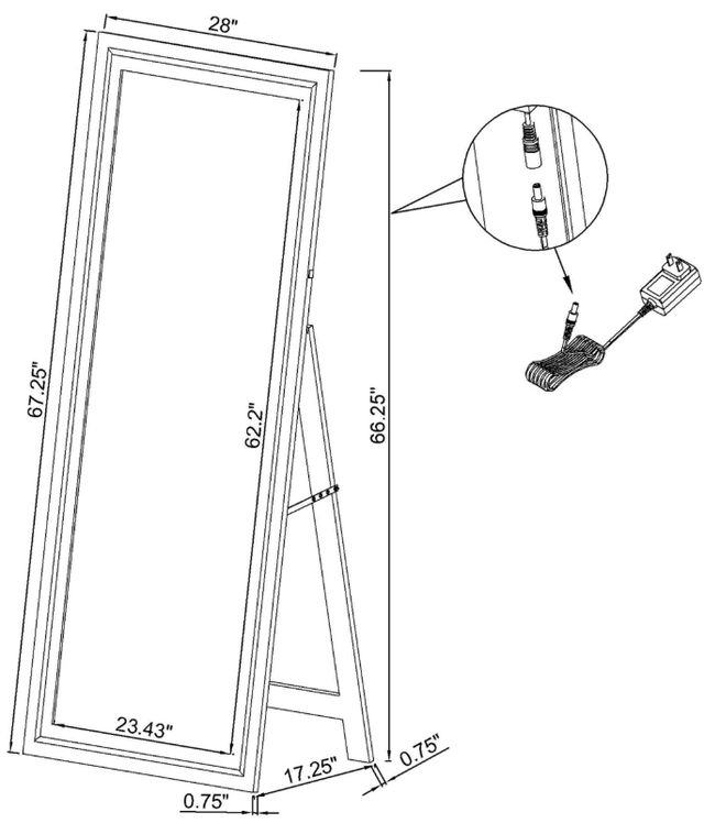 Coaster® Windrose Black Standing Mirror with Tempered LED-2
