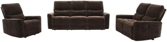 Coaster® Navarro 3-Piece Dark Brown Upholstered Manual Reclining Sofa Set-0
