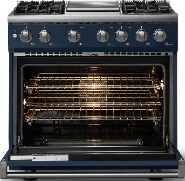 Viking® 5 Series 36" Slate Blue Pro Style Dual Fuel (LP) Range with Polished Chrome Trim-1