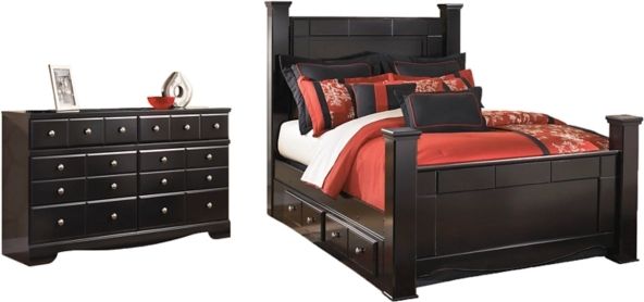 Signature Design by Ashley® Shay 2-Piece Almost Black King Poster Bed Set-0