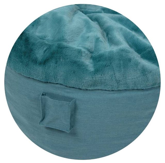 CordaRoy's® Nest Blue Bunny Fur Full Bean Bag Cover with Pillow-0