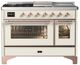 Ilve® Majestic III 48" Antiqued White Pro Style Dual Fuel Liquid Propane Range with Triple Glass Door and Copper Trim-0