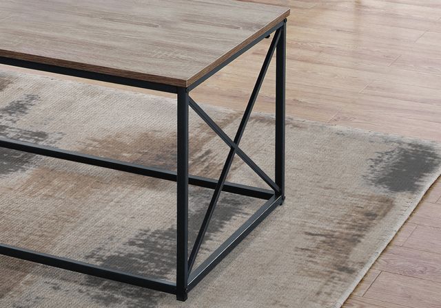 Monarch Specialties Inc. 3 Piece Dark Taupe with Black Metal Table Set-3