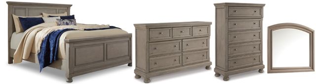 Signature Design by Ashley® Lettner 4-Piece Light Gray Queen Panel Bed Set-0