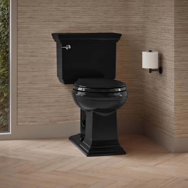 KOHLER® Memoirs® Black Round-Front Bowl with Exposed Trapway-2