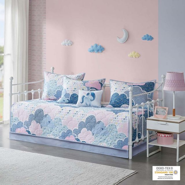 Olliix by Urban Habitat Kids Cloud 6 Piece Cotton Reversible Blue Daybed Set-1