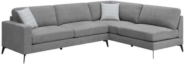 Coaster® Clint Grey Upholstered Sectional with Loose Back-0