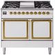 Ilve® Nostalgie II Noblesse 40'' White Pro Style Dual Fuel Range with Brass Trim-0
