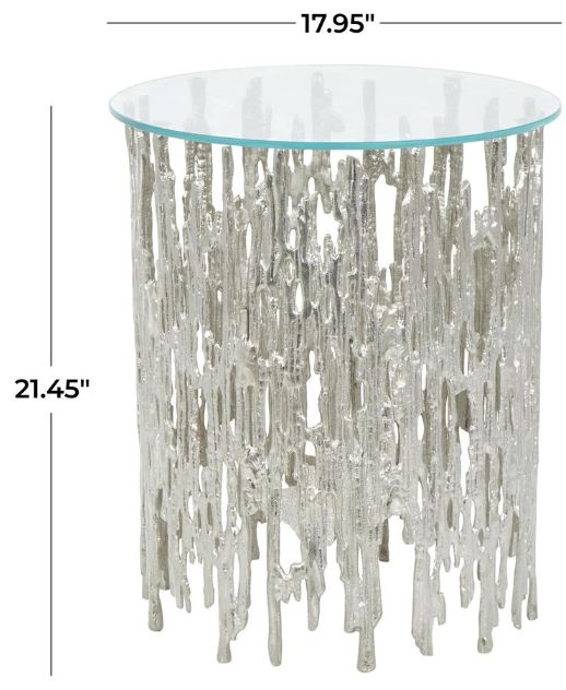 Deco Marche Glass Top Accent Table with Silver Base-1