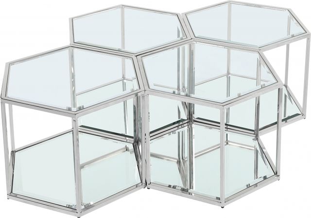 Meridian Furniture Sei 4-Piece Chrome Glass Top Coffee Table Set-0