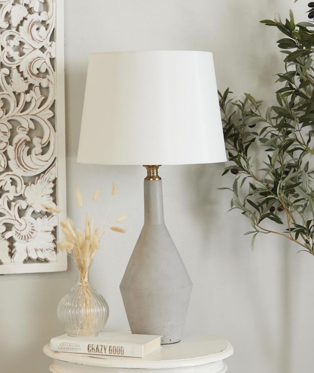 Deco Marche Gray Cement Stone Table Lamp-4
