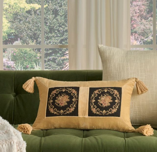 Nourison Home™ Mina Victory Vintage Pillow Black 13"x22" Throw Pillow-3