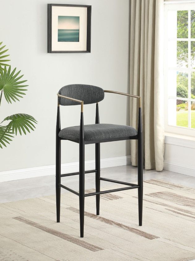 Coaster® Tina 2-Piece Black/Dark Gray Upholstered Bar Stool Set-1