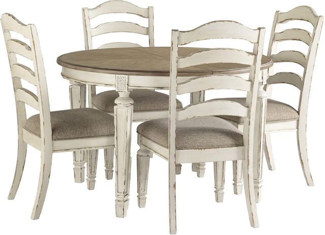 Signature Design by Ashley® Realyn Brown/Chipped White Upholstered Dining Side Chair-3