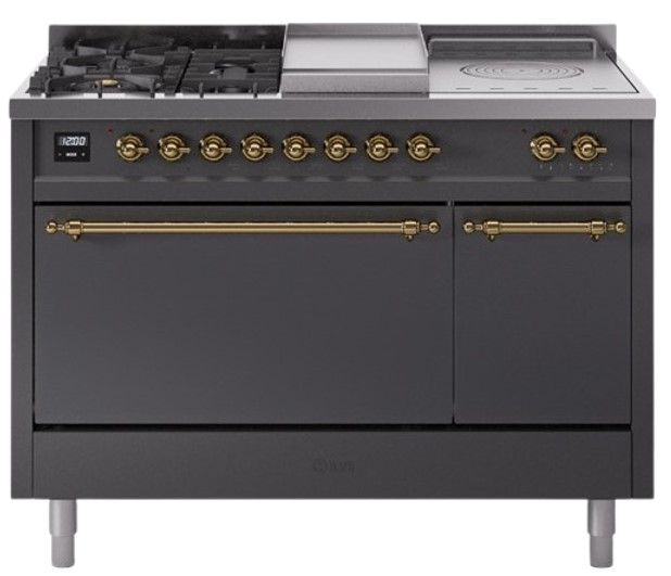 Ilve® Nostalgie II Series 48" Graphite Matte Pro Style Dual Fuel Range-0
