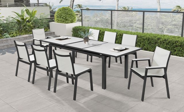 Meridian Furniture Nizuc White Polywood Outdoor Patio Extendable Dining Table-7