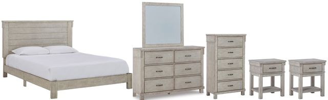 Signature Design by Ashley® Hollentown 6-Piece Whitewash Full Panel Bed Set-0