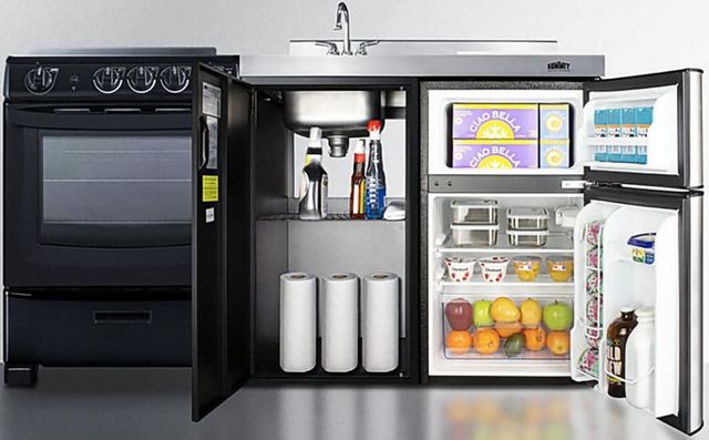 Summit® 63" Black and Stainless Steel All-In-One Kitchenette-3