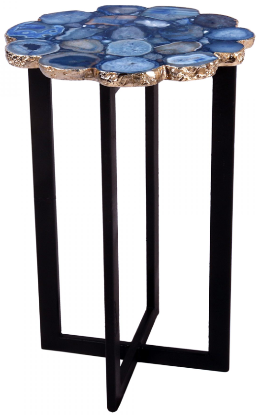 Moe's Home Collection Azul Blue Agate Accent Table with Metal Base-0