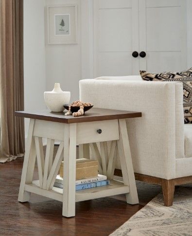 aspenhome® Pinebrook Prairie White End Table-1