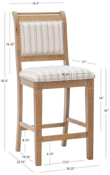 Linon Emerson Gray Wash Counter Stool-2