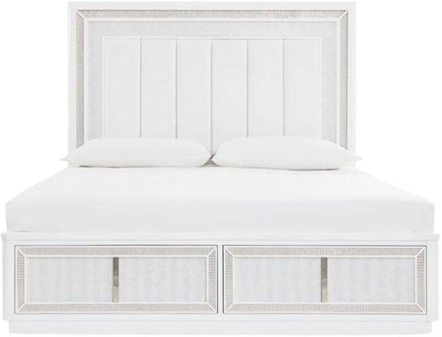 Signature Design by Ashley® Chalanna White King Upholstered Panel Storage Bed-1