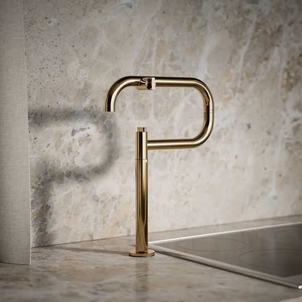 KOHLER® Components® Vibrant French Gold Deck-Mount Pot Filler-1