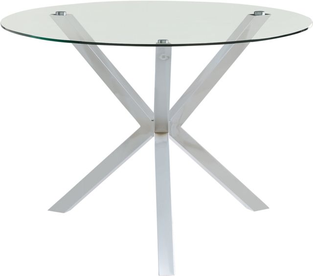 Coaster® Vance Glass Top Dining Table With X-Cross Base Chrome-0