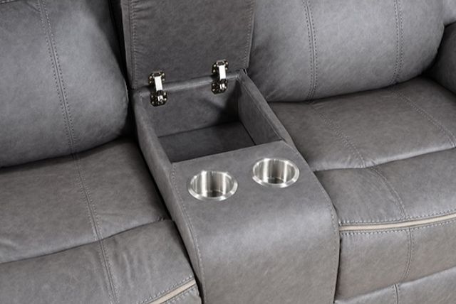 Furniture of America® Agata Warm Gray Glider Recliner Loveseat-4
