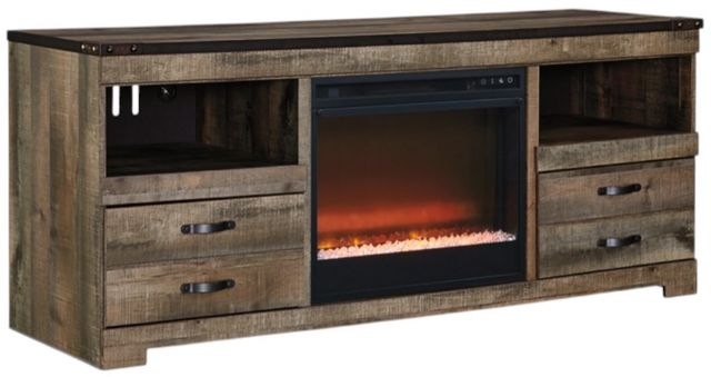 Signature Design by Ashley® Trinell Brown 63" TV Stand with Electric Fireplace-0