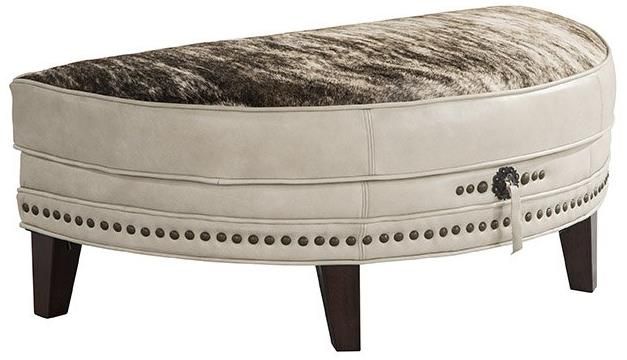 Marshfield Furniture Corrina (Leather) Dark Brown/Light Gray Half-Moon Ottoman-0